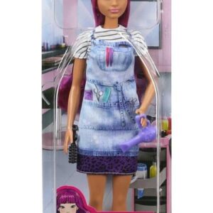 Mattel Barbie 12 Inch Salon Stylist Doll with Purple Hair and Accessories for Kids.