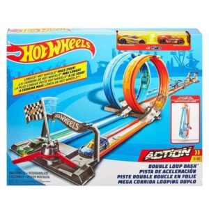 Mattel Hot Wheels Dual Loop Dash Drag Racing with 2 Vehicles Playset Action Track Set ( GHF85 ) 5 Years