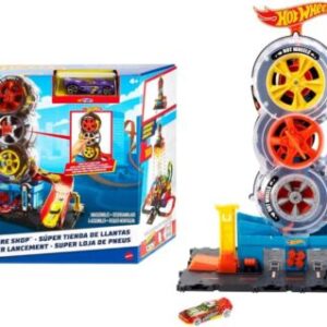 Mattel Hot Wheels Toy Car City Super Twist Tire Shop Track Set with 1:64 Scale Car Single or Multi-Car Play For Kids (HDP02) 4 Years+