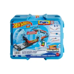 Mattel Hot Wheels Track Set | Blue Deluxe Track Builder Pack with Wind | Themed Accessories in Stackable Toy Storage Box with 1 Hot Wheels Car.