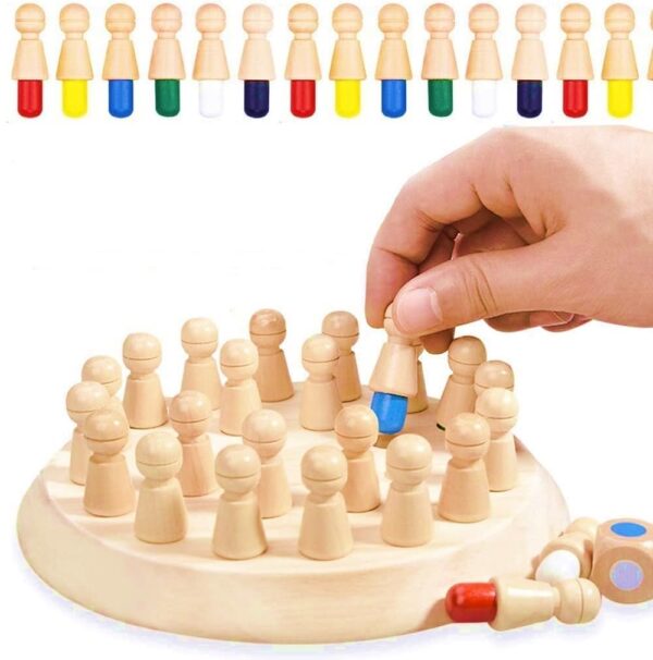 Wooden Memory Chess Color Trap Matching Game Multi Player