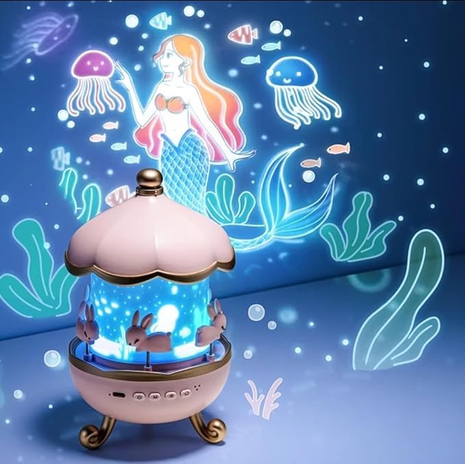 Rotating Cabin Star Projector Lamp for Kids & Baby | 12 Film Night Light Projector with Soothing Music & Rotation - Image 2