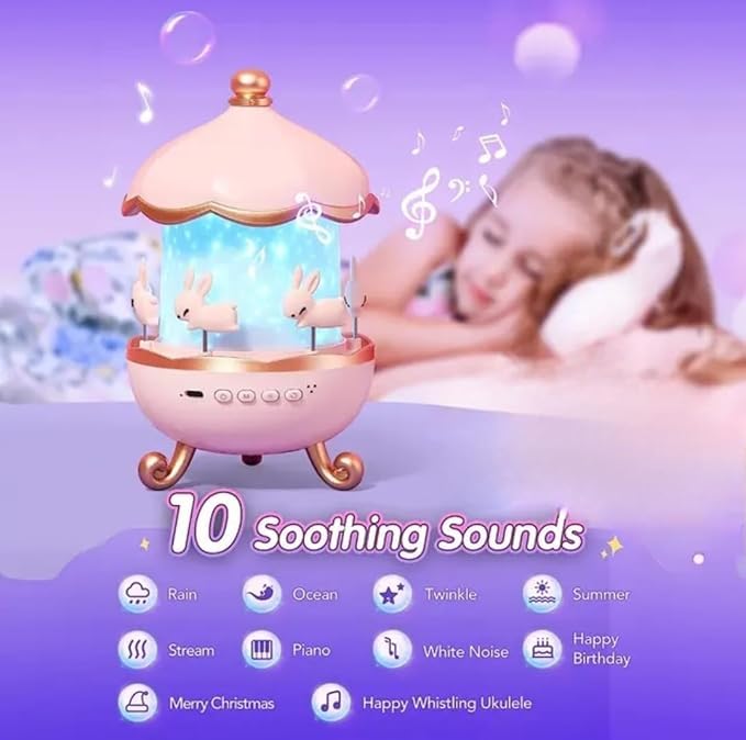 Rotating Cabin Star Projector Lamp for Kids & Baby | 12 Film Night Light Projector with Soothing Music & Rotation - Image 3