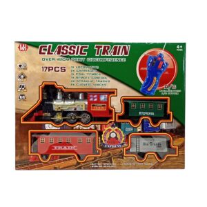 17 Pcs Classic Train Set with Remote Control | Battery Operated Toy Train with Headlight, Realistic Sound and 412 cm Track | Interactive Playset for Kids | 4+ Years.