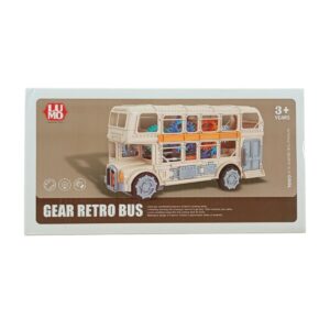 Battery Operated Double Decker Gear Retro Bus Toy with Light and Music | Interactive Bus for Kids | 3+ Years