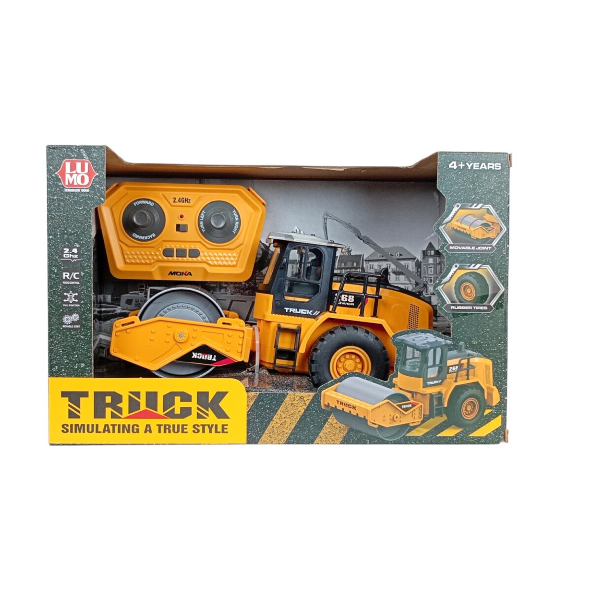 Road Roller Truck Remote Control | Realistic Construction Vehicle for Kids 4+ | Moving Parts And Lights | Durable And Interactive Toy for Boys And Girls