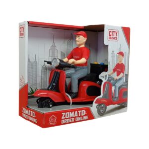 City Service Food Delivery Rider Boy Toy with Light, Sound And Battery – Friction-Powered Vehicle for Kids, 3+ Years, Interactive Educational Toy