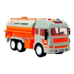 Friction Toy Engineering Construction Oil Tanker Truck With Light And Sound For Kids – Fun Interactive Educational Vehicle Toy for Children 3+ Years