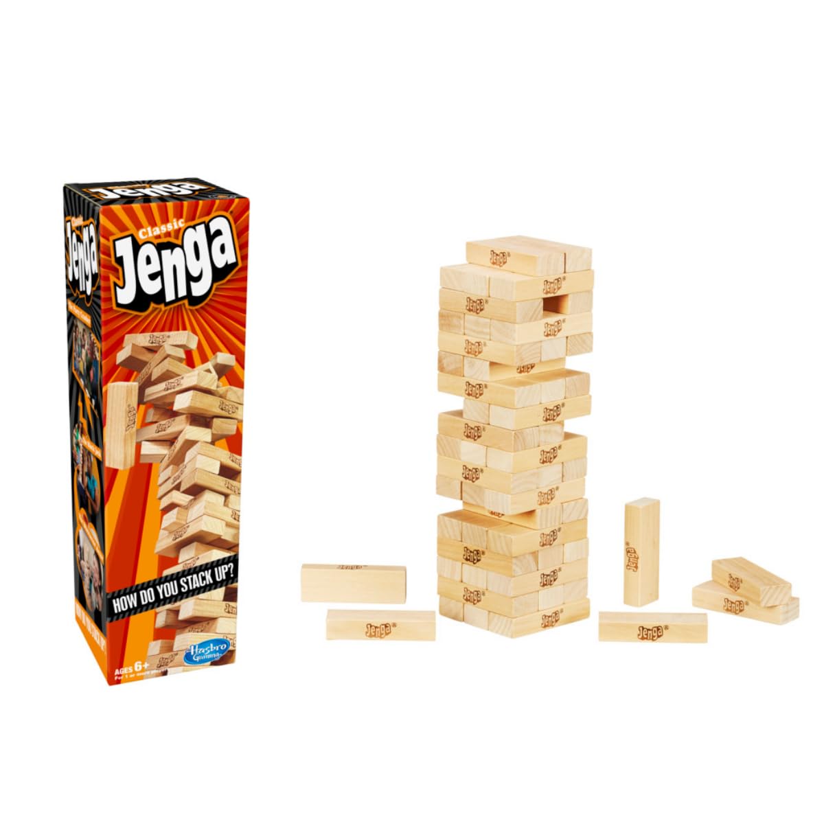 Hasbro Gaming Original Jenga Stacking Tower Game, Fun For Kids | 6+Years