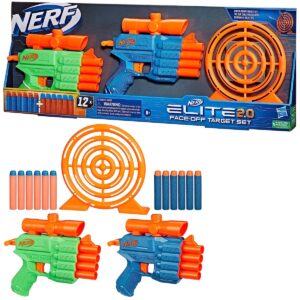 Hasbro Nerf Elite 2.0 Face Off Target Set | Includes 2 Dart Blasters and Target and 12 Nerf Elite Darts, Toy Foam Blasters for Kids | 8+ Years.