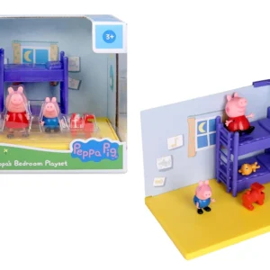 Hasbro Peppa Pig Bedroom-Themed Preschool Playset with Poseable Peppa And Mummy Pig Figures | Includes Bedroom Accessories And Scene Card | Toy for Kids Ages 3+