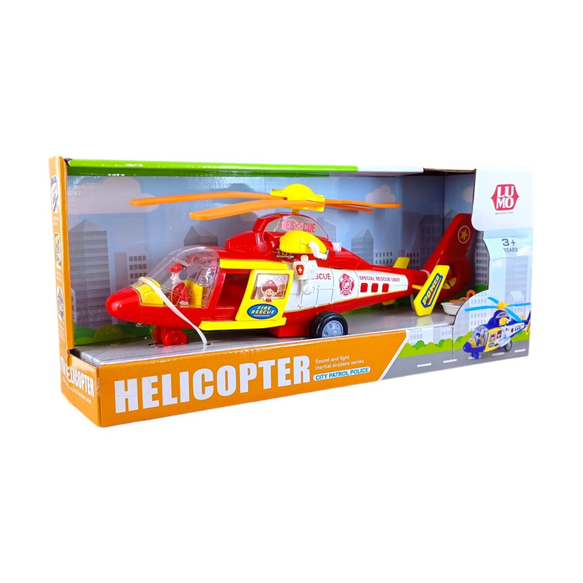 LUMO Police Patrol Team Helicopter Toy with Wing Opening for Kids with Light and Sound | 3+Year