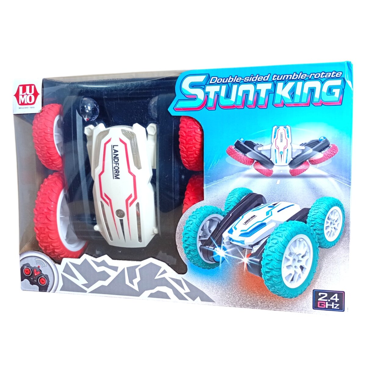 Double-Sided Tumble Rotate Stunt King 2.4GHz 360° Rotating Car Flexible Tire Designed For Spin Stunt Wheel Bright Night with two Colors of light | 6 year+