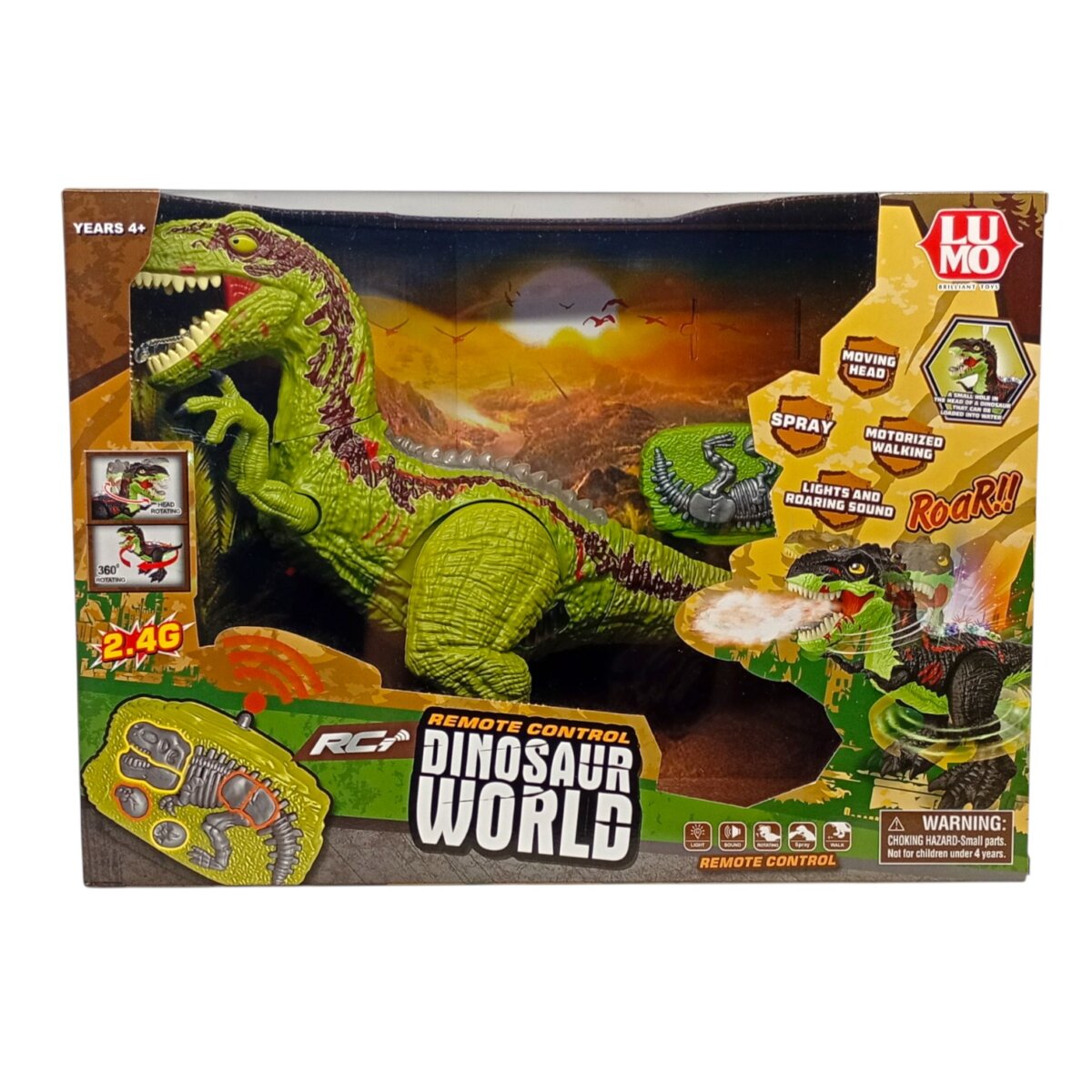 Luminoso Dinosaur World Remote Control Toy – Ultimate Walking Dino with Lights, Roaring Sounds And Mist for Kids 4+
