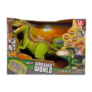 Luminoso Dinosaur World Remote Control Toy – Ultimate Walking Dino with Lights, Roaring Sounds, Mist for Kids 4+