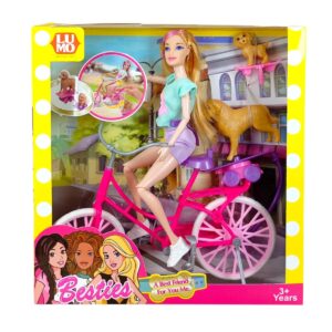 Lumo’Besties Funny Bicycle Ride Doll | Real Working Pedals and Wheels for Interactive Play | Fun Pretend Play Doll for Kids 3+ Years