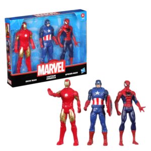 Marvel 6-Inch Iron Man Captain America and Spider-Man Action Figure Set – Amazing Articulated Superhero Collectible Playset for Kids 4+ Years