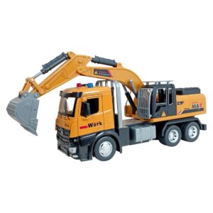 Metal Die-Cast Max Excavator Toy for Kids | Fun Friction-Powered Construction Vehicle with Light And Sound for Ages 3+
