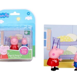 Hasbro PEPPA PIG and George Twin Figure | Fun Pack with Two Poseable Figures and a Scene Card | Preschool Toy for Kids. | 3+Year