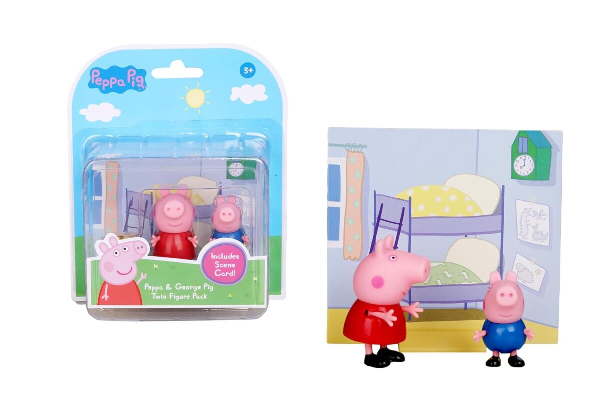 Hasbro PEPPA PIG and George Twin Figure | Fun Pack with Two Poseable Figures and a Scene Card | Preschool Toy for Kids. | 3+Year