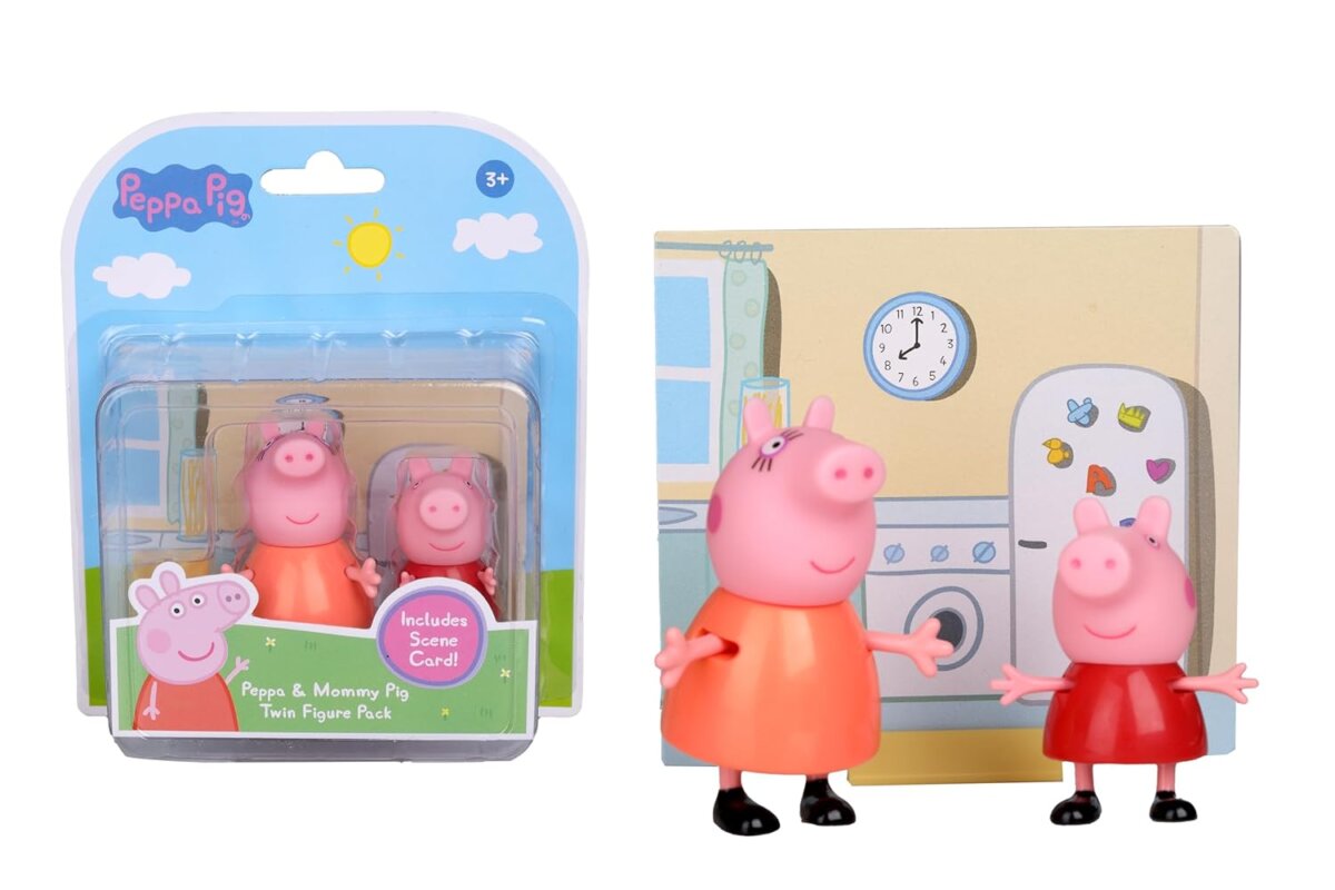 Hasbro Peppa Pig and Mummy Pig Twin Figure Fun Pack – 2 Poseable Figures with Bathtime Accessories, Preschool Toy for Kids 3+ Years