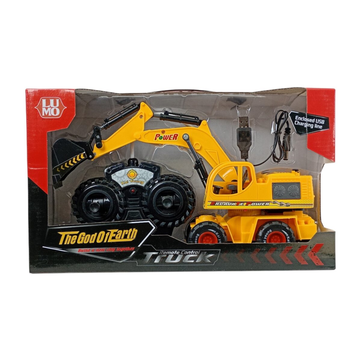 Remote Control Truck – God of Earth City Builder for Kids 3+, USB Rechargeable, Realistic Lights And Sounds, Durable Educational Toy