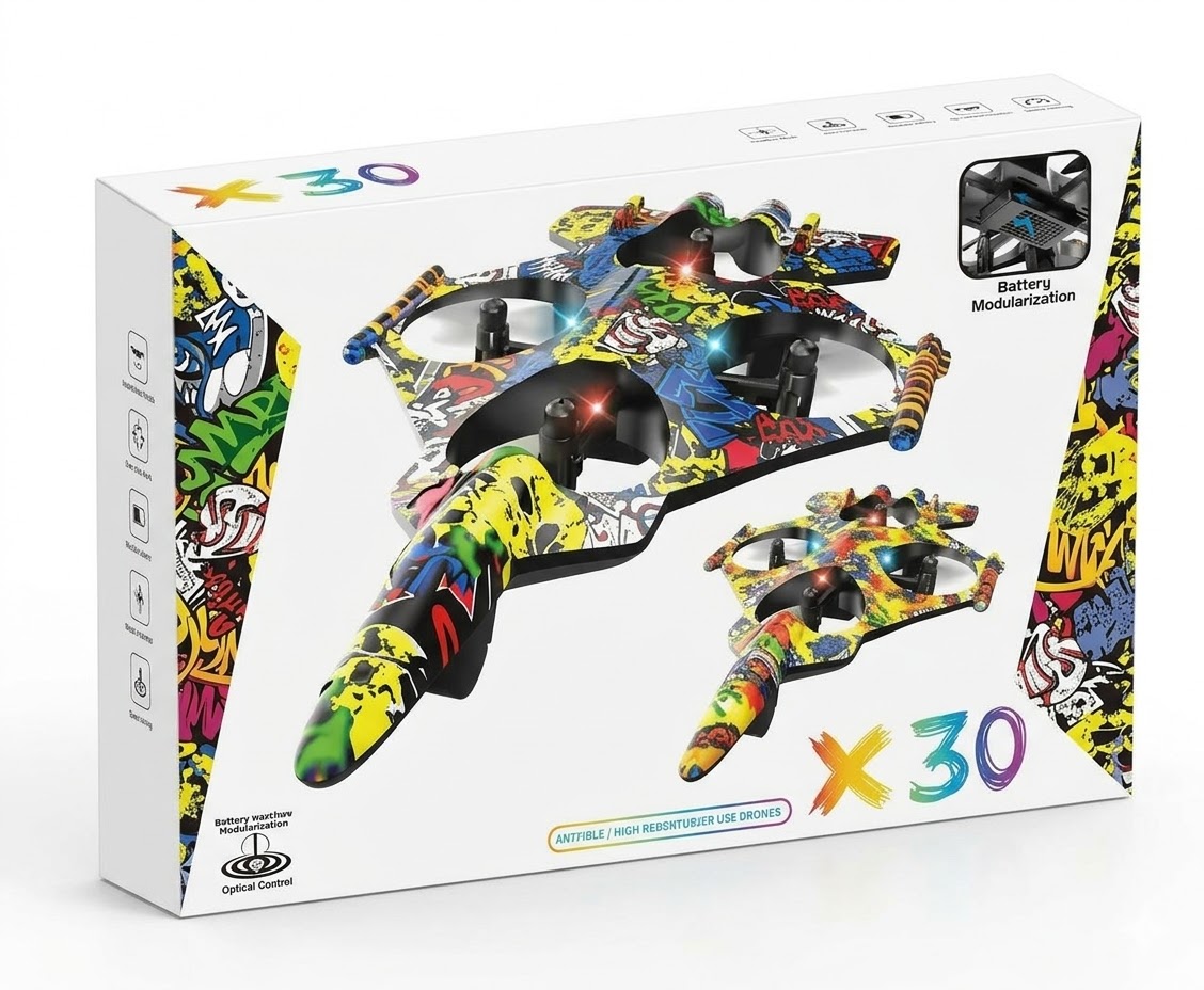 X30 Graffiti Jet Drone – High-Speed Hybrid Stunt Quadcopter with Optical Flow & Modular Battery